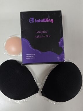 Adhesive Bra LalaWing Strapless Adhesive Bra - Black .
